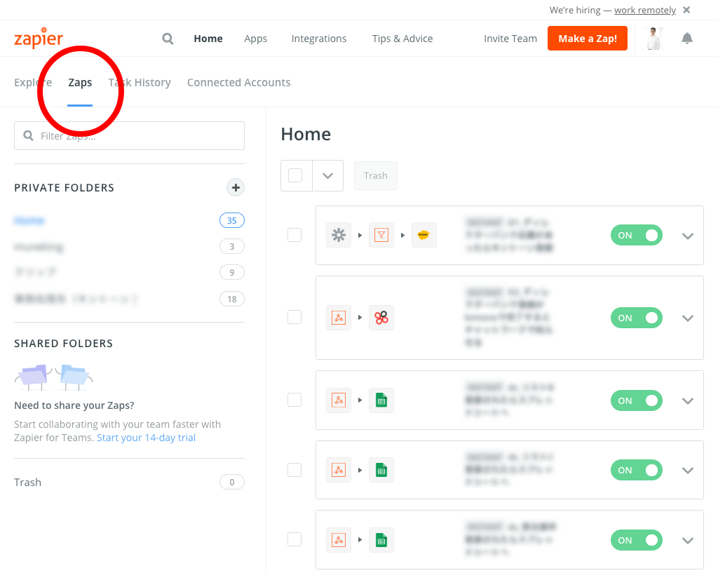 Dashboard Zapier1